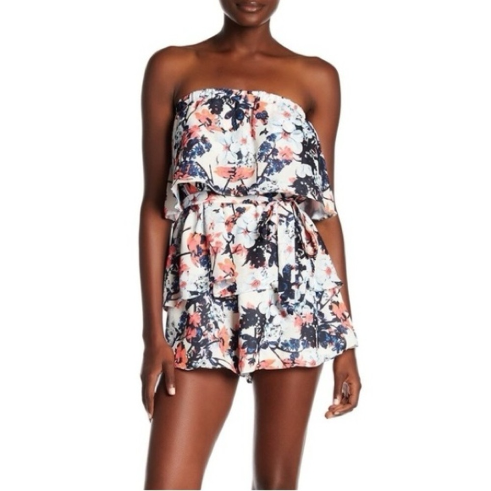 PARKER Women’s Strapless/Tube Floral Printed Tiered Romper Size M - Picture 3 of 10